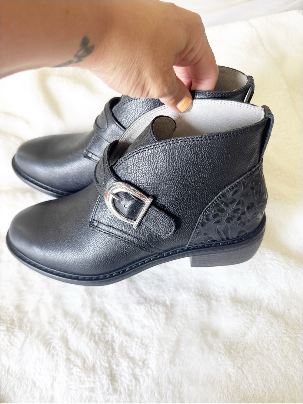 Alegria Mikki Loretta Crow black silver buckle make Boots leather size 38/8 NWOT - Picture 4 of 9